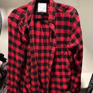 Red and Black Plaid Flannel Shirt